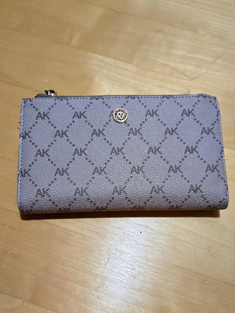 Anne Klein AK Cube Logo Flap Wallet in Beige